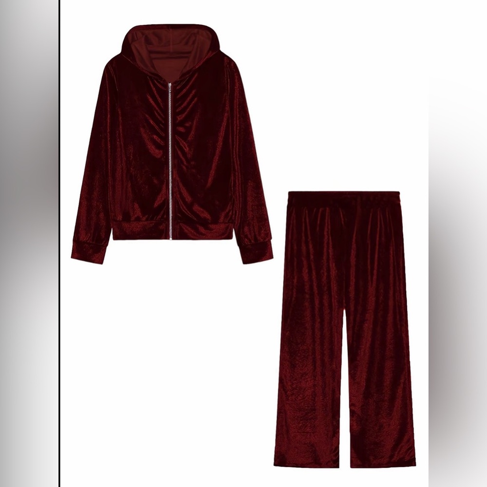 Women’s Angel Rhinestone Letter Decor pants Set , causal zip up hoodie